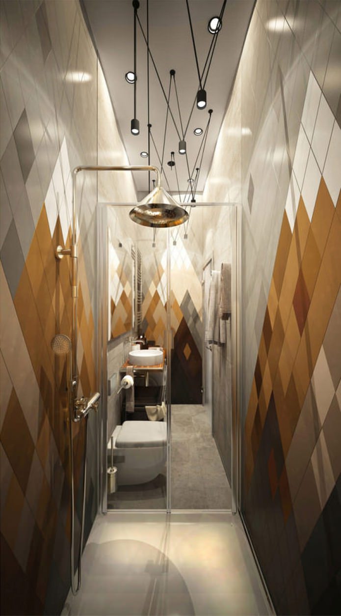 Badezimmer im Design einer kleinen Wohnung von 15 qm. m.