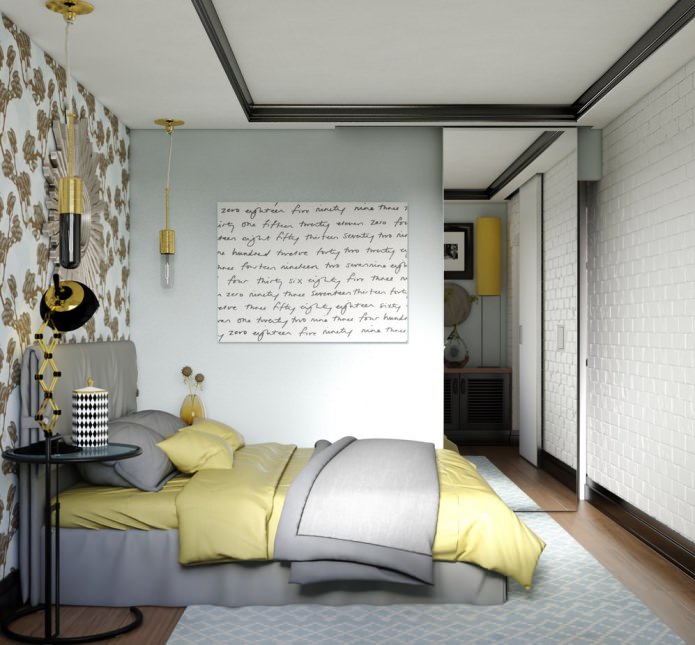 дизајн мале спаваће собе у стану Хрушчов