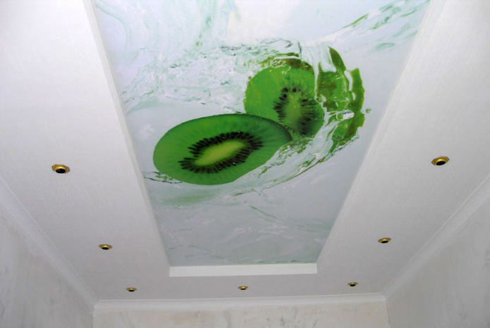 Plasterboard duplex ceiling in the kitchen