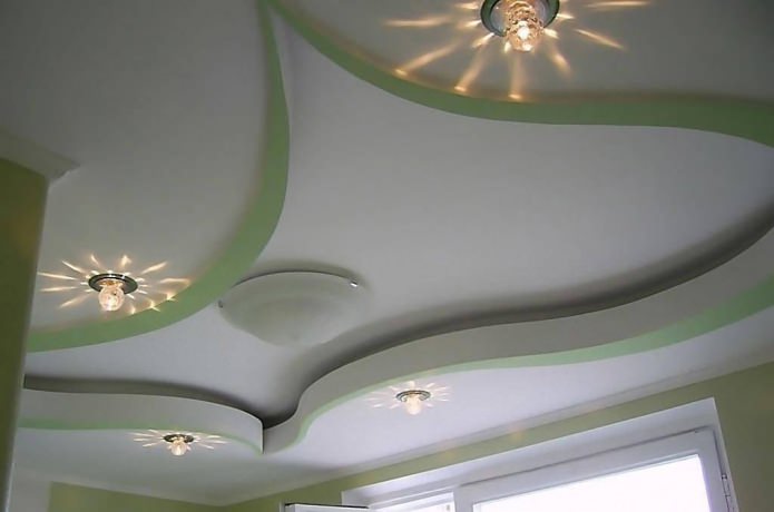 Plasterboard ceiling design in the kitchen