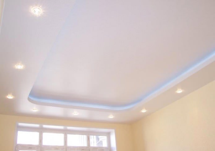Plasterboard ceiling in a small kitchen