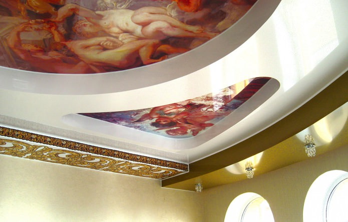 plasterboard ceiling in the kitchen at different levels