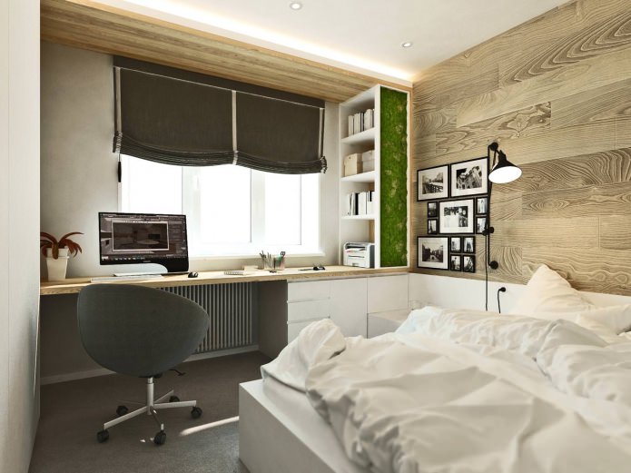 bedroom in a design project of a 3-room apartment