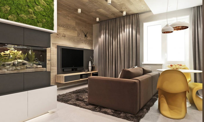 living room in a design project of a 3-room apartment