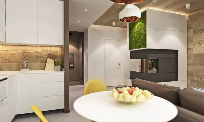 Wohnküche im Designprojekt einer 3-Zimmer-Wohnung