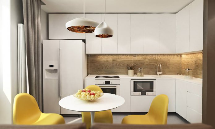 Küche im Designprojekt einer 3-Zimmer-Wohnung