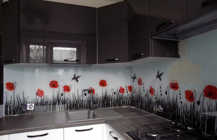 kitchen apron with poppies