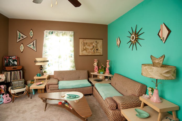 Mint brown living room