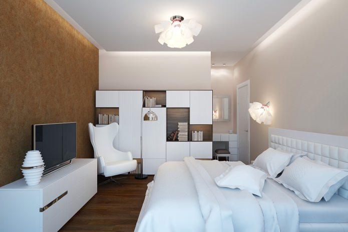 Schlafzimmer in einem Designprojekt einer 2-Zimmer-Wohnung