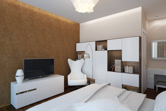 bedroom in a design project of a 2-room apartment