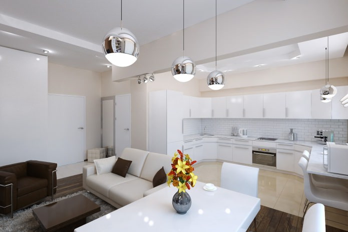 Wohnküche im Designprojekt einer 2-Zimmer-Wohnung