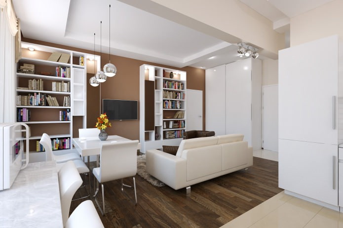 Wohnzimmer in einem Designprojekt einer 2-Zimmer-Wohnung