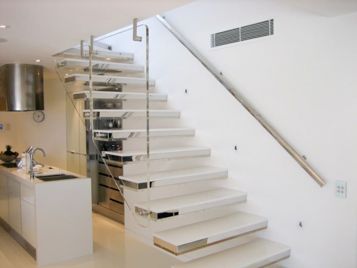 Spiegelfliesen im Design der Treppe