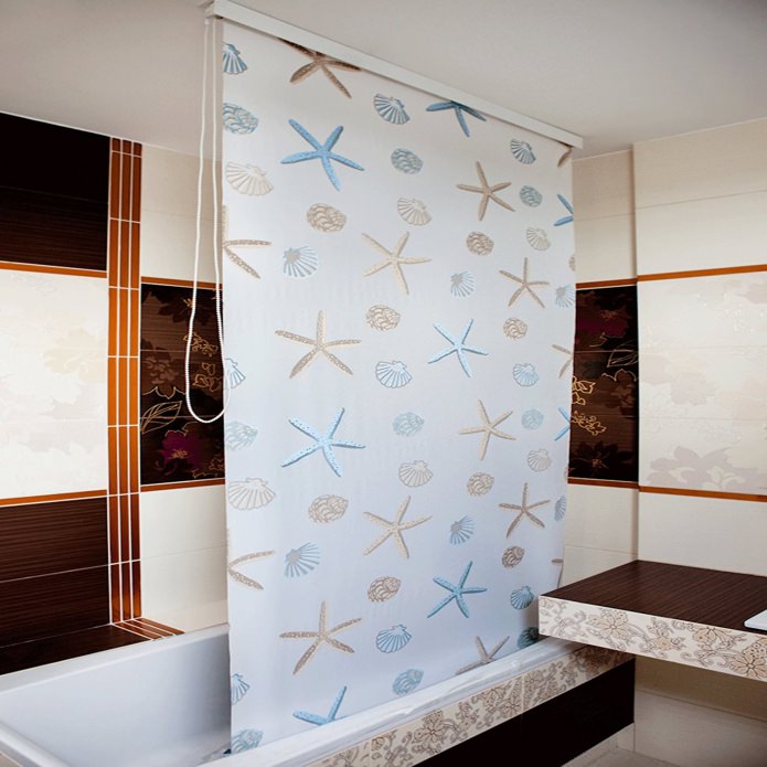bathroom curtain with ceiling cornice