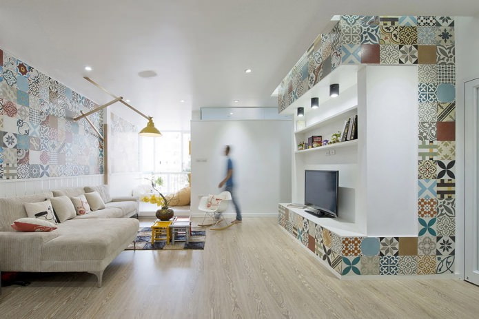 Patchwork tiles in the living room