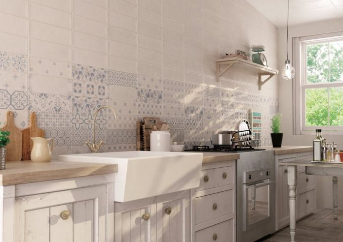 Retro style kitchen patchwork tiles