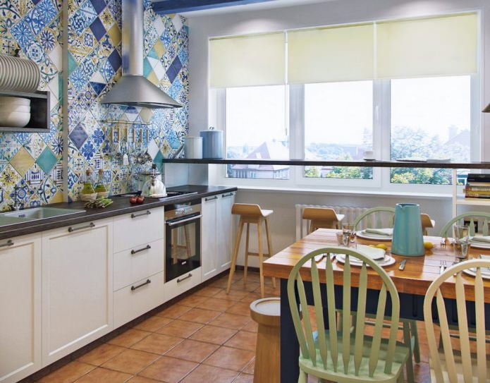 Patchwork tiles in the kitchen