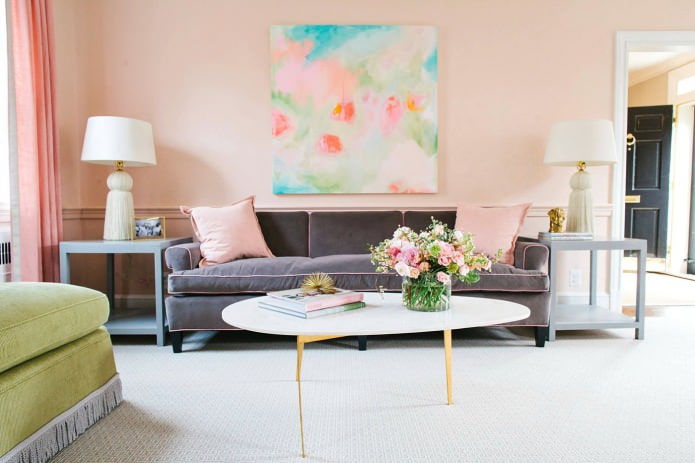világos rózsaszín a nappaliban