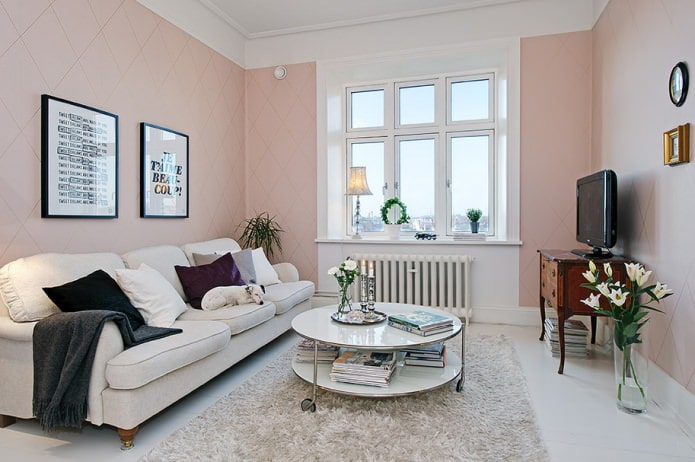 light pink color in the living room