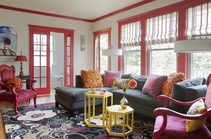 Pink im Design des Wohnzimmers