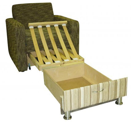 Armchair-bed with roll-out mechanism