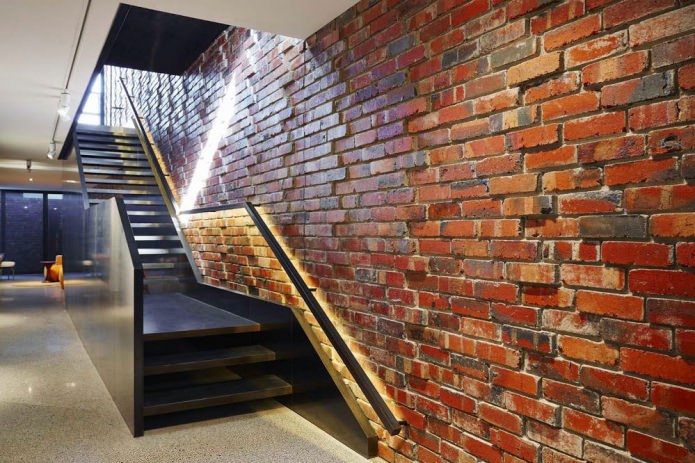 brick wall near the stairs