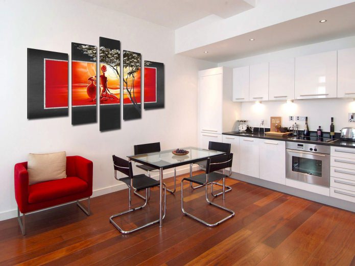 modern modular picture in the interior of the kitchen