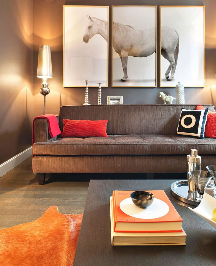 modular horse painting in living room design