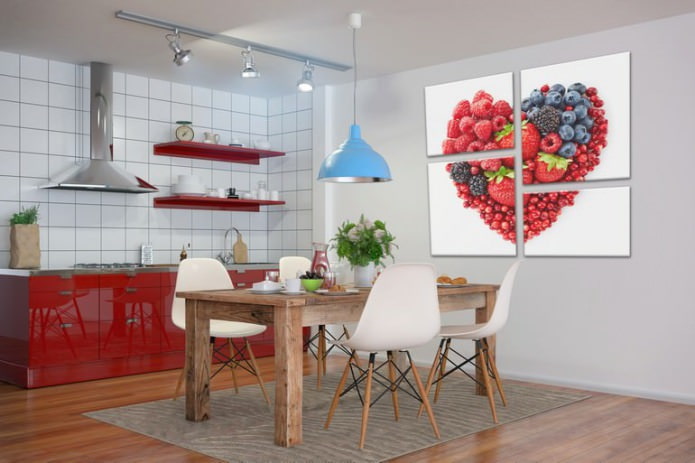 Modern modular picture in the interior of the kitchen