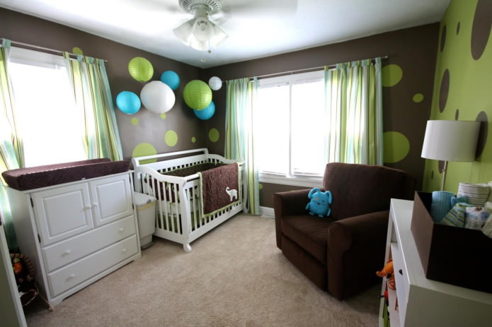 combination of green and brown in the interior of the nursery