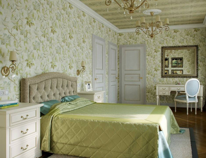 wallpaper ng light green na kulay sa istilo ng Provence