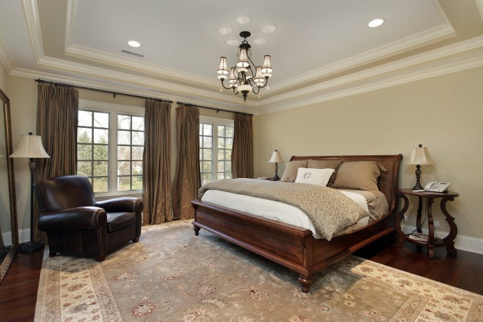 Lighting in the bedroom with stretch ceilings