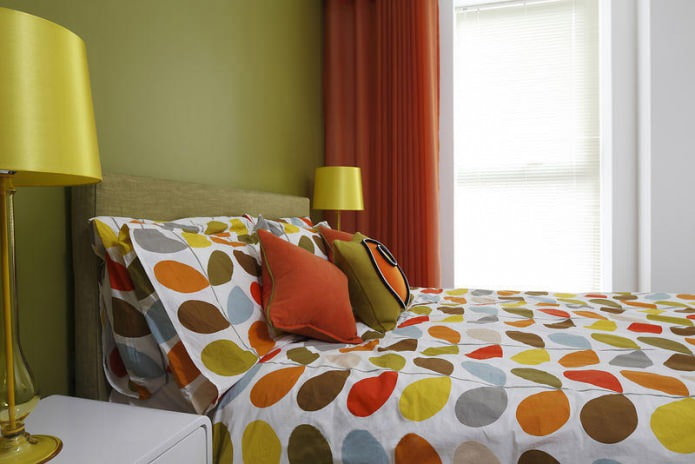 green-orange bedroom