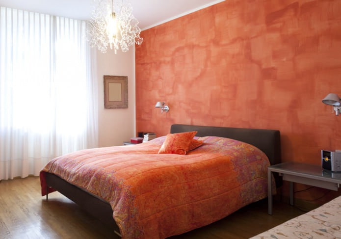 orange plaster on the wall