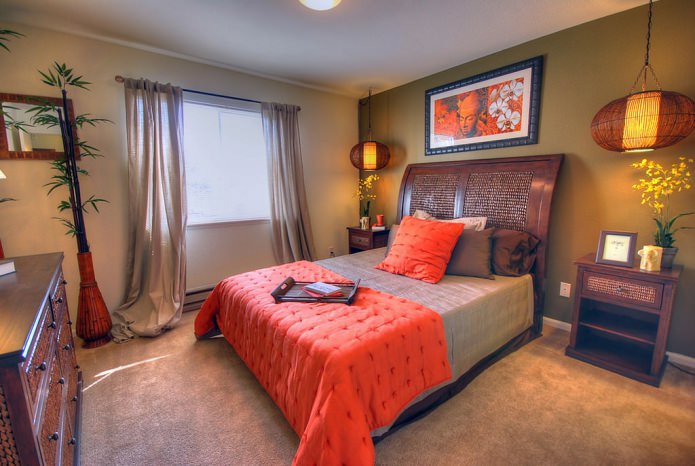 brown-orange bedroom