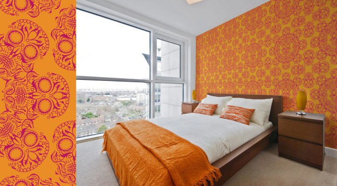 orange patterned wallpaper