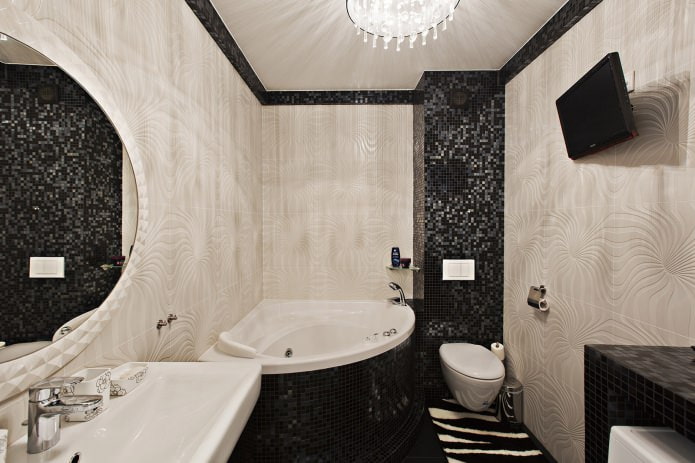 Rohový design koupelny v moderním stylu