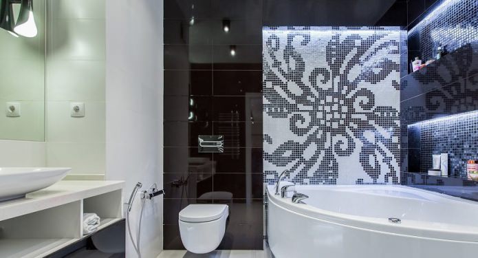 Sarok fürdőszoba design modern stílusban