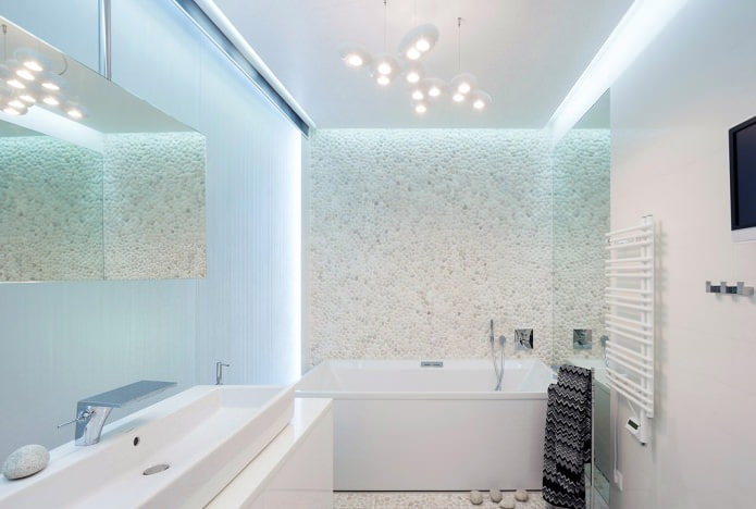floating ceiling structure in the bathroom