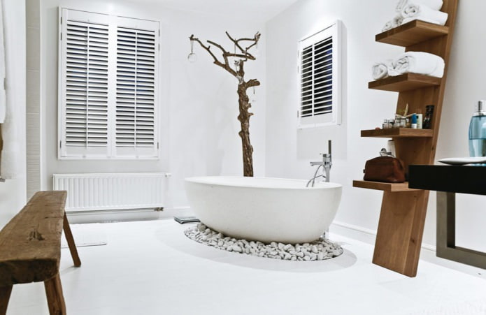 Öko stílusú fürdőszoba belső tér
