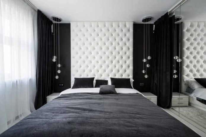 Bedroom interior in black and white