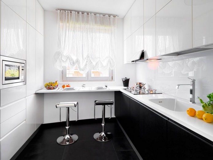 Black and white kitchen interior