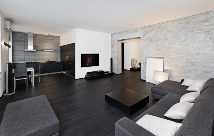 Black laminate in the interior of the living room