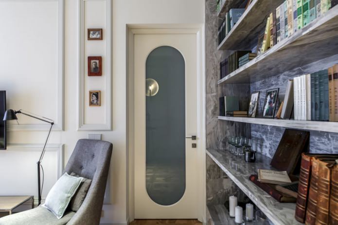 Interior door with glass