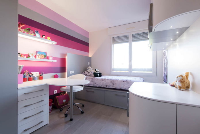weiß-rosa Kinderzimmer für ein kleines Mädchen