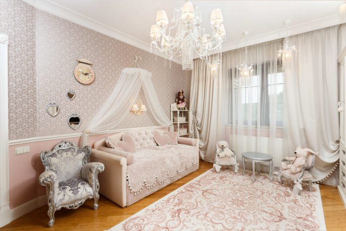 beige curtains in a classic style for the nursery