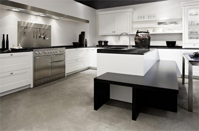 fekete-fehér konyha modern stílusban