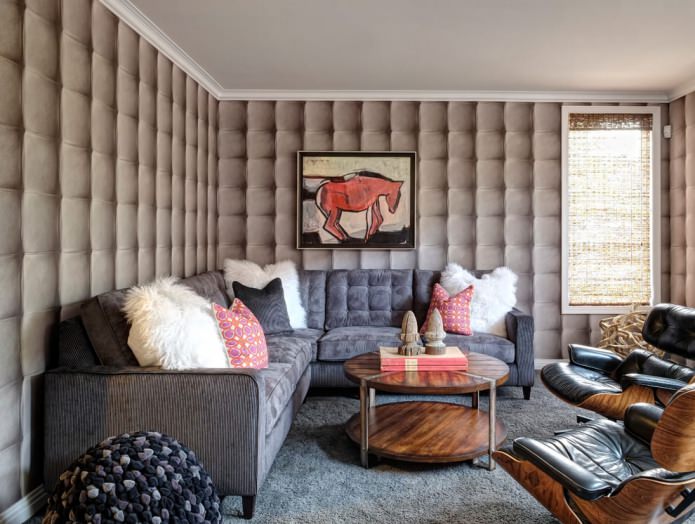 gray 3D wallpaper in the living room