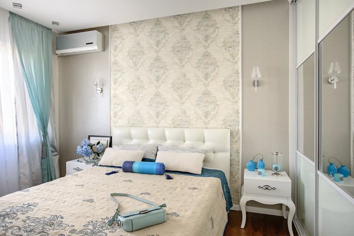 combined beige wallpaper in the bedroom