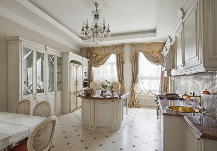 Curtains in a classic kitchen